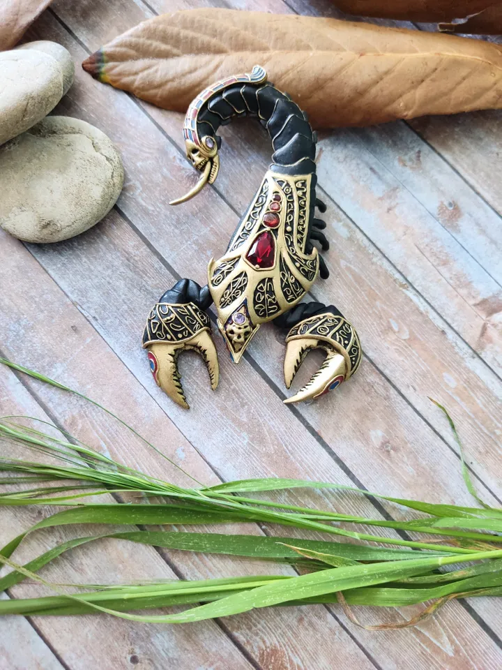 Scorpion brooch, Gold Scorpion, Scorpion Jewelry, Brooch insect, Scorpion