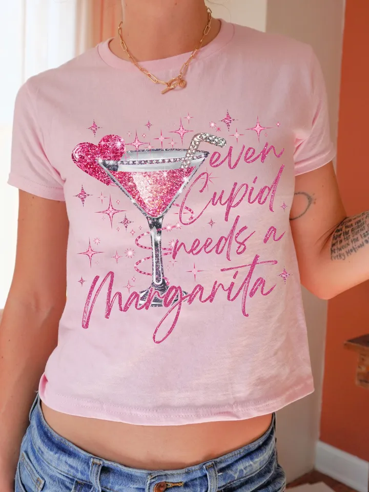 Even Cupid Need A Margarita Retro valentine png, Glitter Coquette Trendy Valentine Png Sublimation, Disco Ball, Funny Vday png Trendy png,
