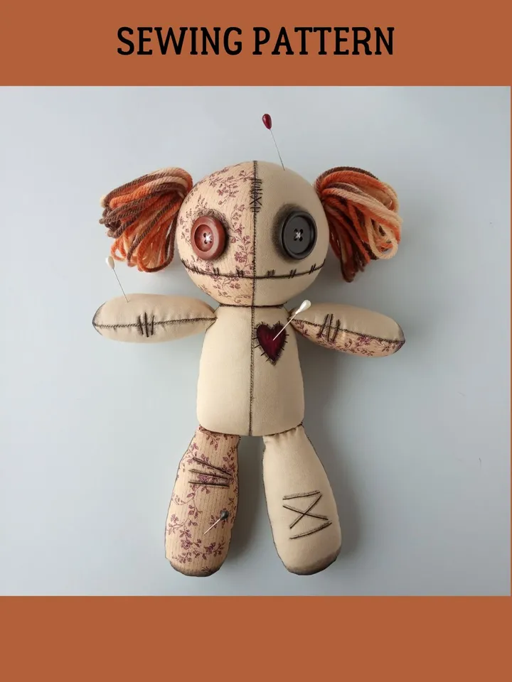 Doll With Button Eyes Sewing Pattern PDF (2 sizez)