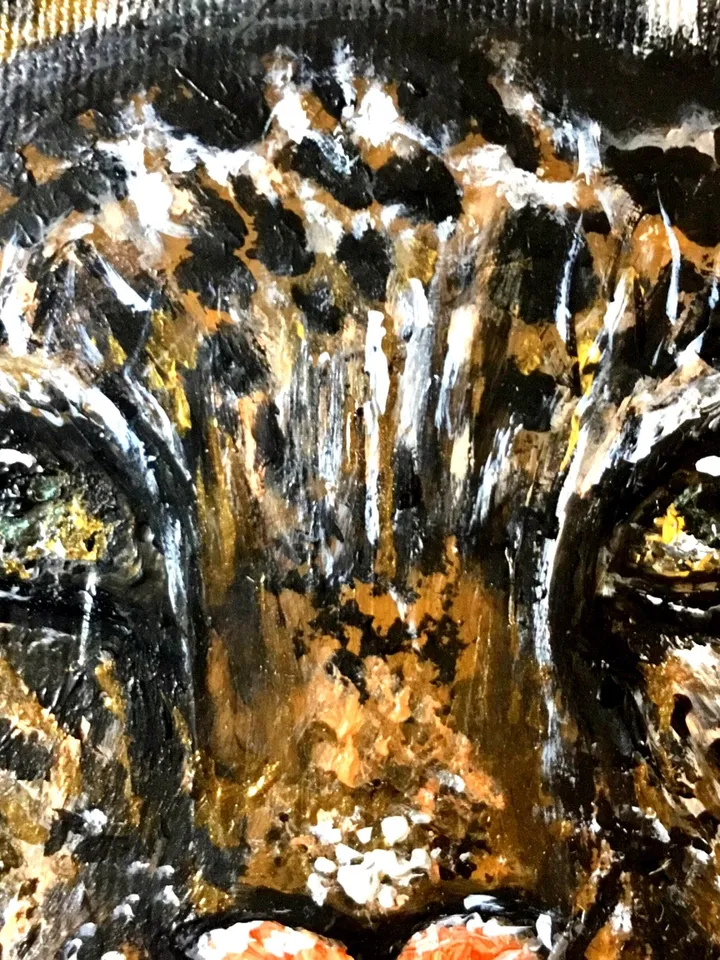 Leopard painting,Baby leopard on a fantasy background,original acrylic painting,3 d canvas painted by all sides.