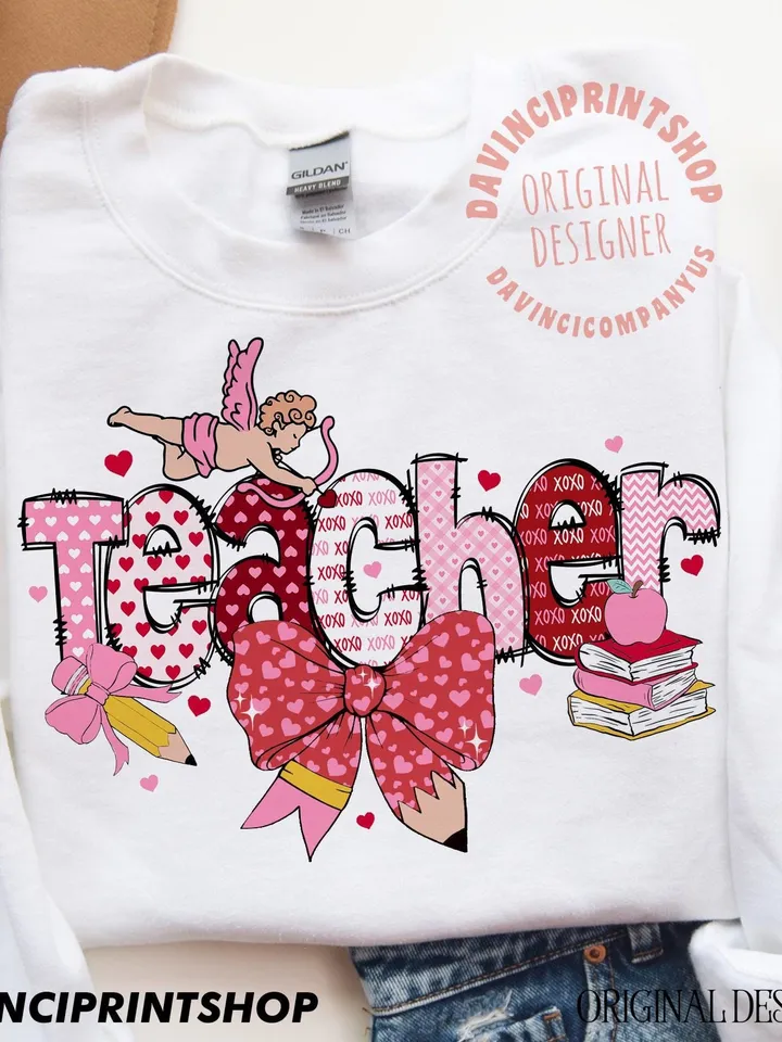 Valentine teacher png, Teacher Coquette Valentine Png, Valentine Png, Retro Valentine Png, Teacher png, Valentines Day png, gift for teacher