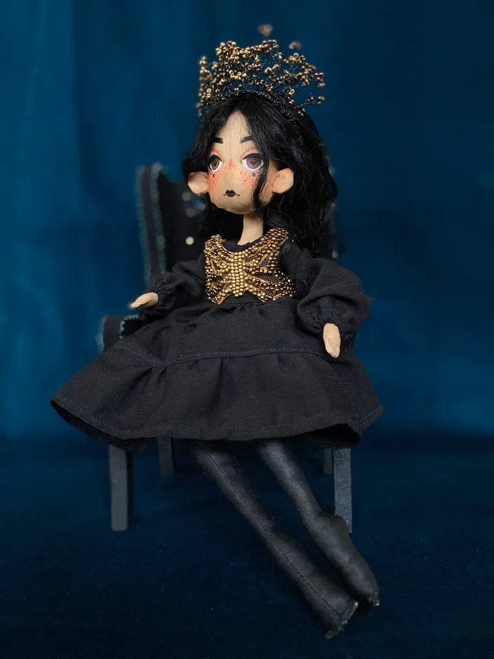 Gothic doll with tattoos. Wednesday Addams doll