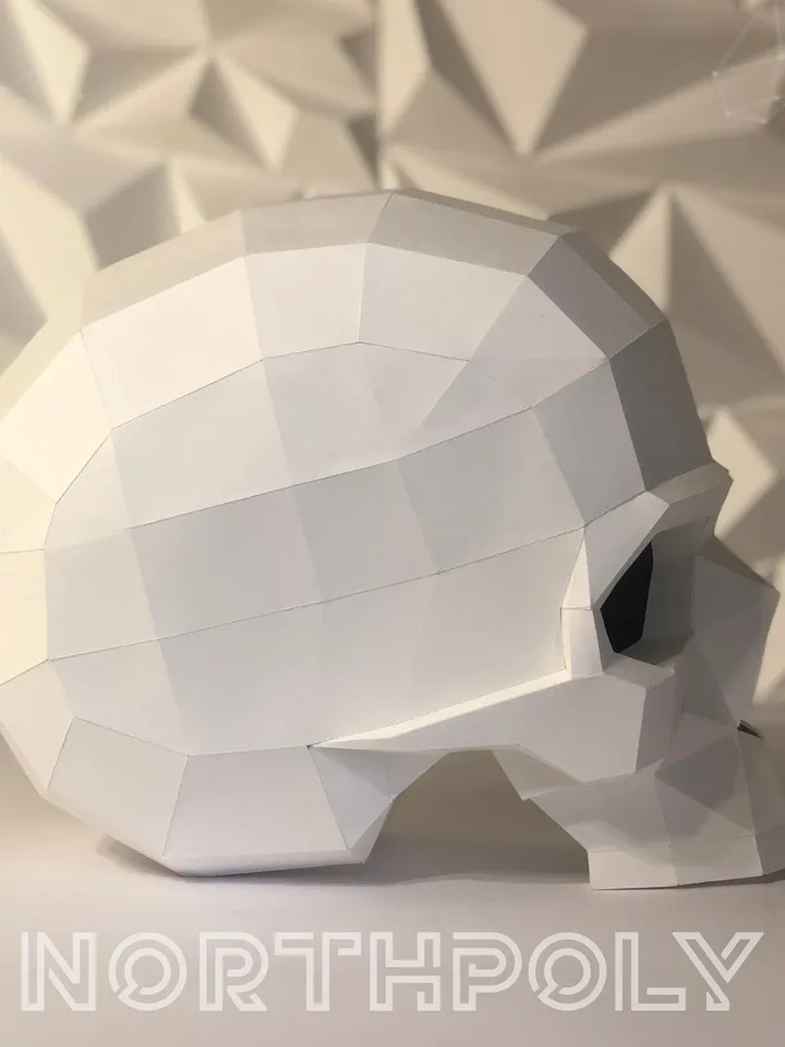 Skull Papercraft, Digital Template, PDF Download, Gurko, 3D Low Poly, Pepakura, DIY Origami Sculpture, Paper Decor, DIY Gift