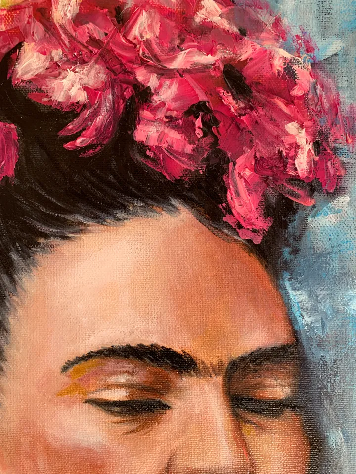 Oil Painting on Canvas 14x20 Inches – Frida Kahlo Portrait Art by MyFoxyArt