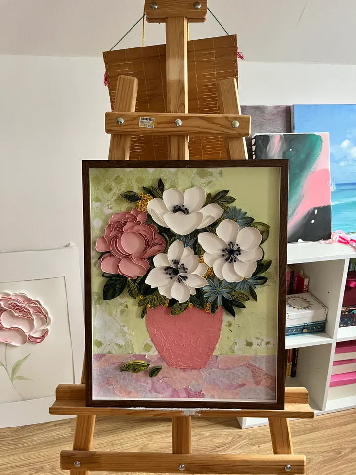 Original Quilling Paper Art | Paper painting | Bouquet with anemones | Wall Art | Home decor