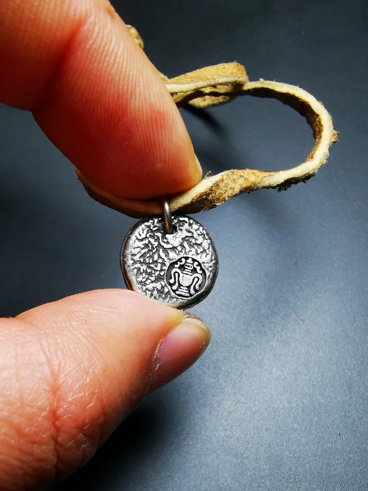 Gandhanra Handmade Tibetan Buddhist Amulet,Elephant Protective Pendant,Buddhist Amulet,Made of Sterling Silver, Gilt