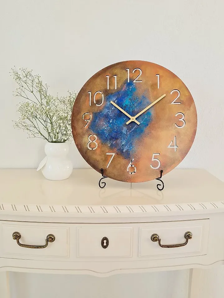 Unique art wall clock Large retro style clock Handmade wall clock Silent clock