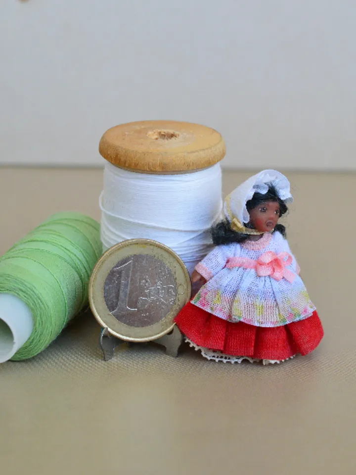 Miniature doll in 24th scales. Handmade doll toy. Miniature for dollhouse.