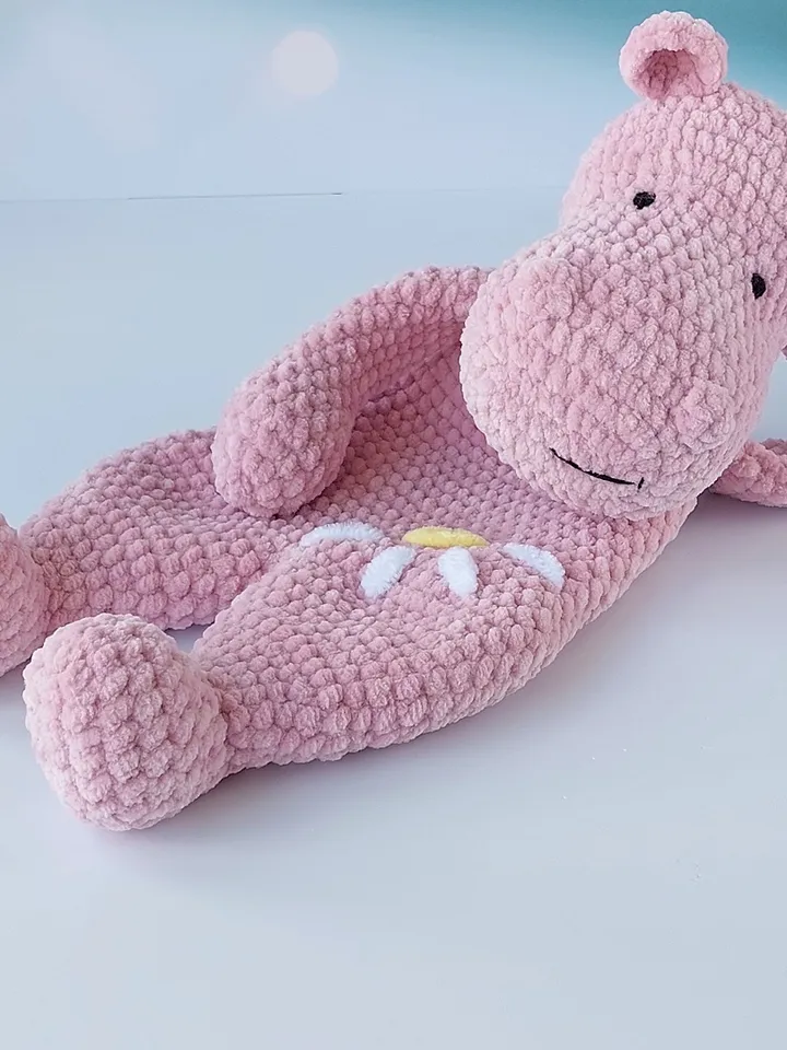Pattern crochet animal, Hippo comforter, Snuggler toys, Pattern Hippo, Amigurumi Hippo Lovey, PDF Tutorial in English.