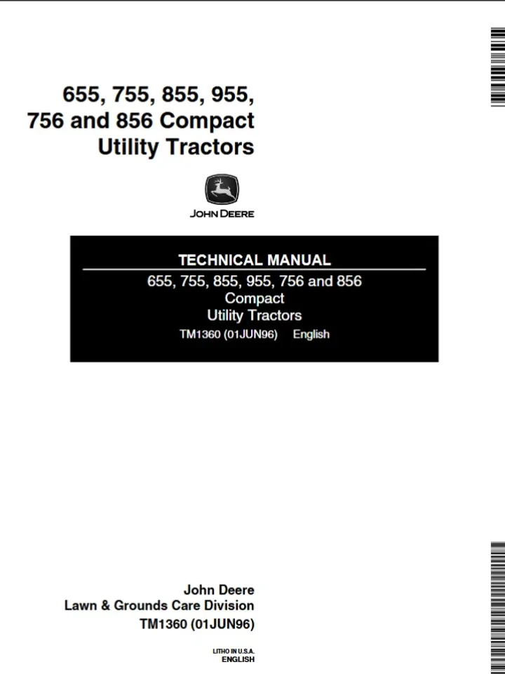 John Deere 655 755 855 955 756 856 Tractor Service Technical Manual