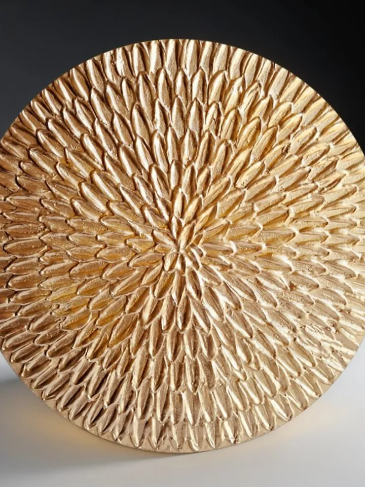 Gold textural wall decor Sofa background wall art Round gold decor handmade