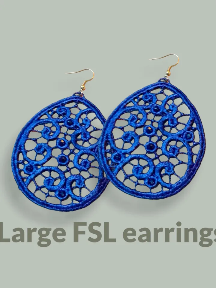 Lage Free Standing Lace Earrings machine embroidery design FSL pattern digital embroidery design jewerly embroidery motif