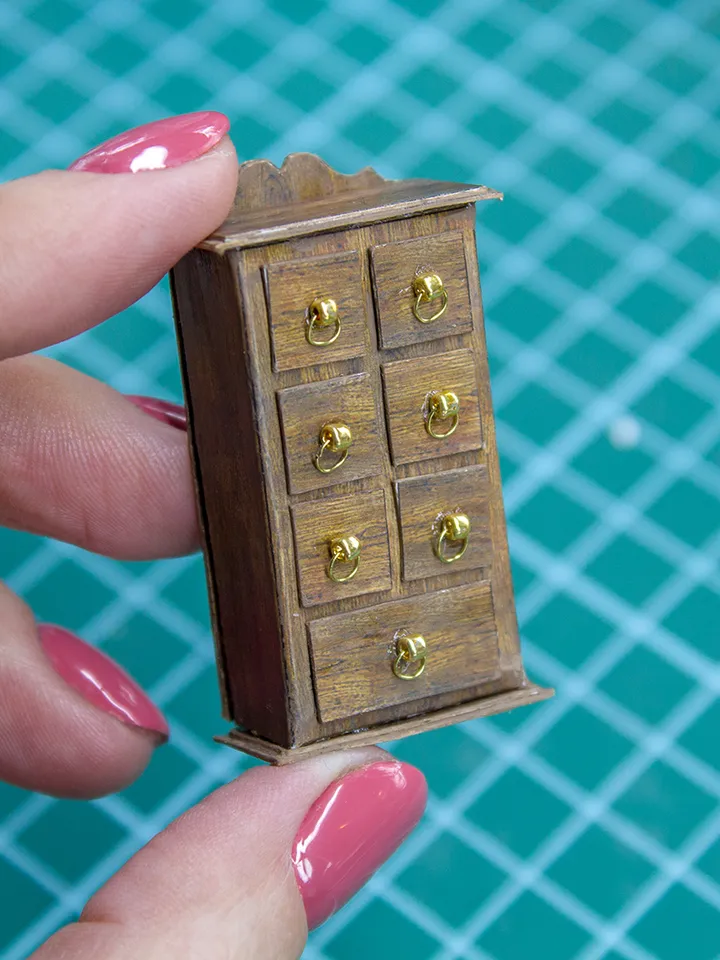 TEMPLATE Miniature paper cabinet with 7 drawers for 1:12 scale dollhouse