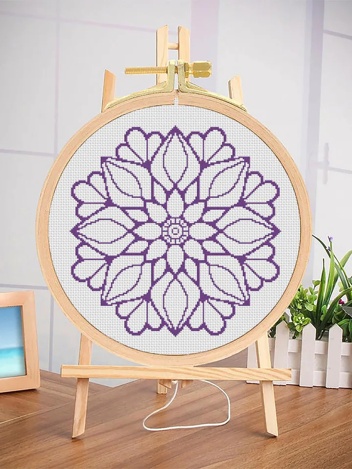 Mandala set cross stitch pattern download PDF, Monochrome mandala hand embroidery PDF, Floral ornament cross stitch chart, Home decor #S24