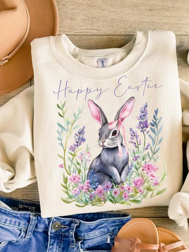 Happy Easter PNG, Retro Easter Png, Easter Bunny Png, Easter Coquette Png, Floral Spring Png, Easter Coquette Png, Brushstroke Easter Png