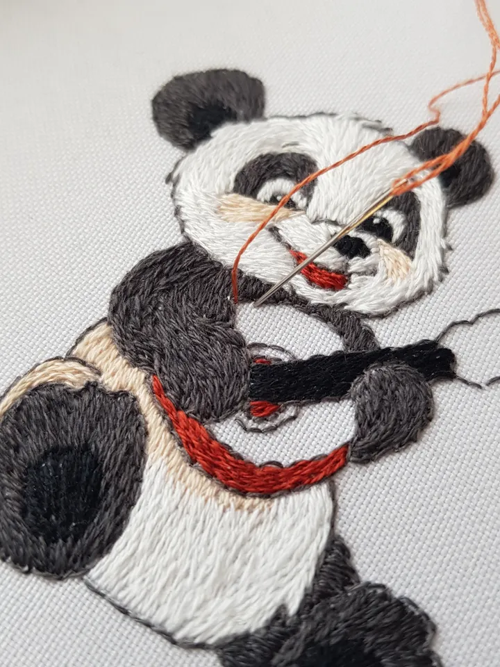 Funny panda hand embroidery DIY, panda pattern pdf