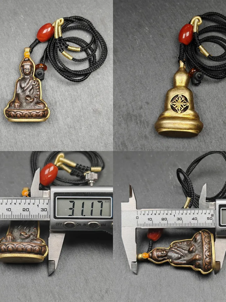 Handmade Tibetan Buddha Statue Amulet,Vintage Protective Charm,Shakyamuni,Amidabha,Jambhala,Guru Rinpoche,Chenrezig,Medicine Buddha Pendant