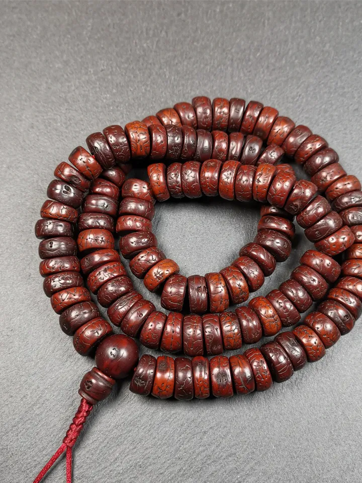 Gandhanra Old 108 Bodhi Seed Beads Mala,13mm Prayer Beads Necklace for Meditation,Circumference 70cm