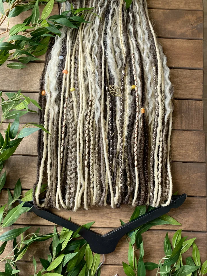 Brown and blonde boho style synthetic curly De dreadlocks and braids Ready to Ship