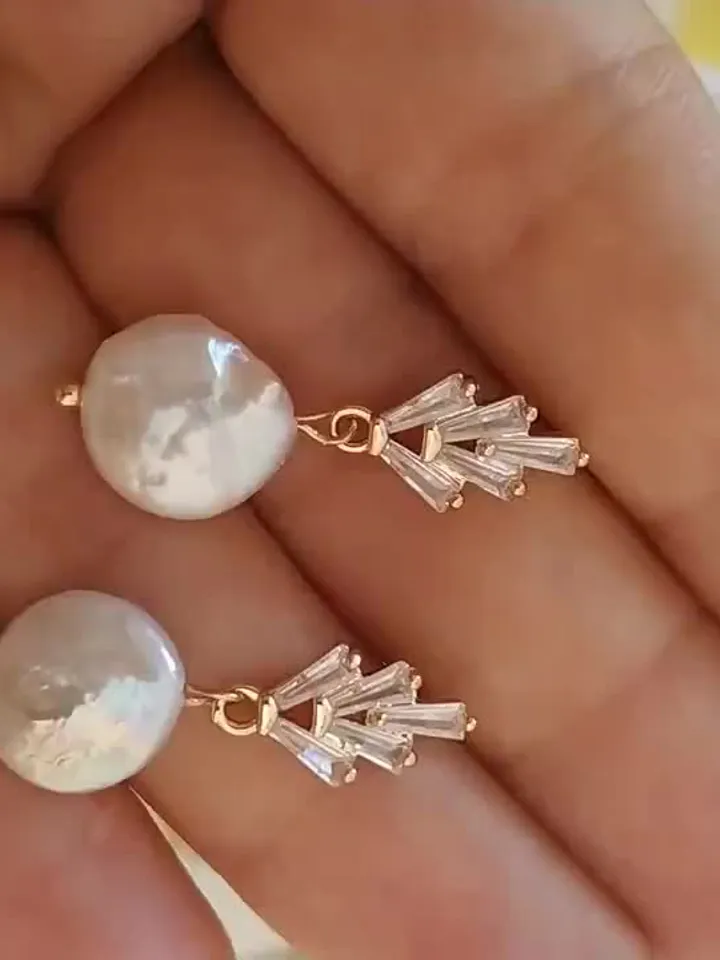 Art Deco Wedding Earrings, Baroque Freshwater Pearl Bridal Earrings, Boho Wedding Earrings, Retro Vintage Style Statement Jewelry, Jewellery