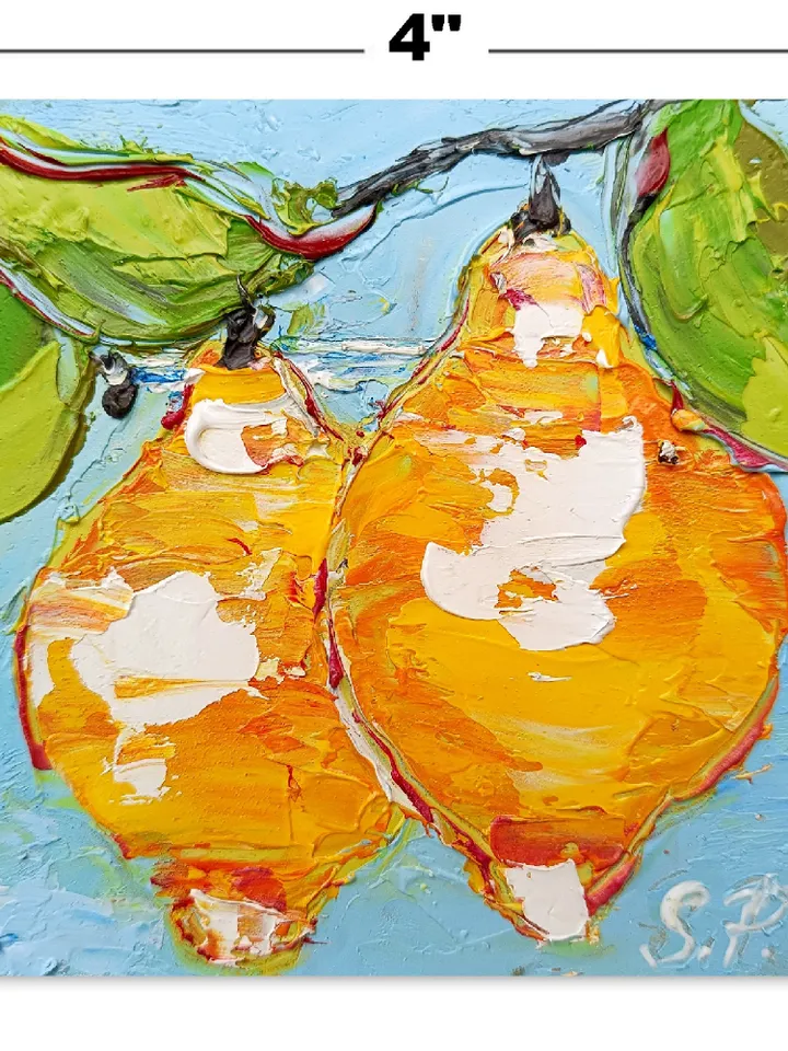 Lemons Painting Original Art Impasto Oil Painting 4x4 painting Lemons Small Painting by ArtProkopaloSv