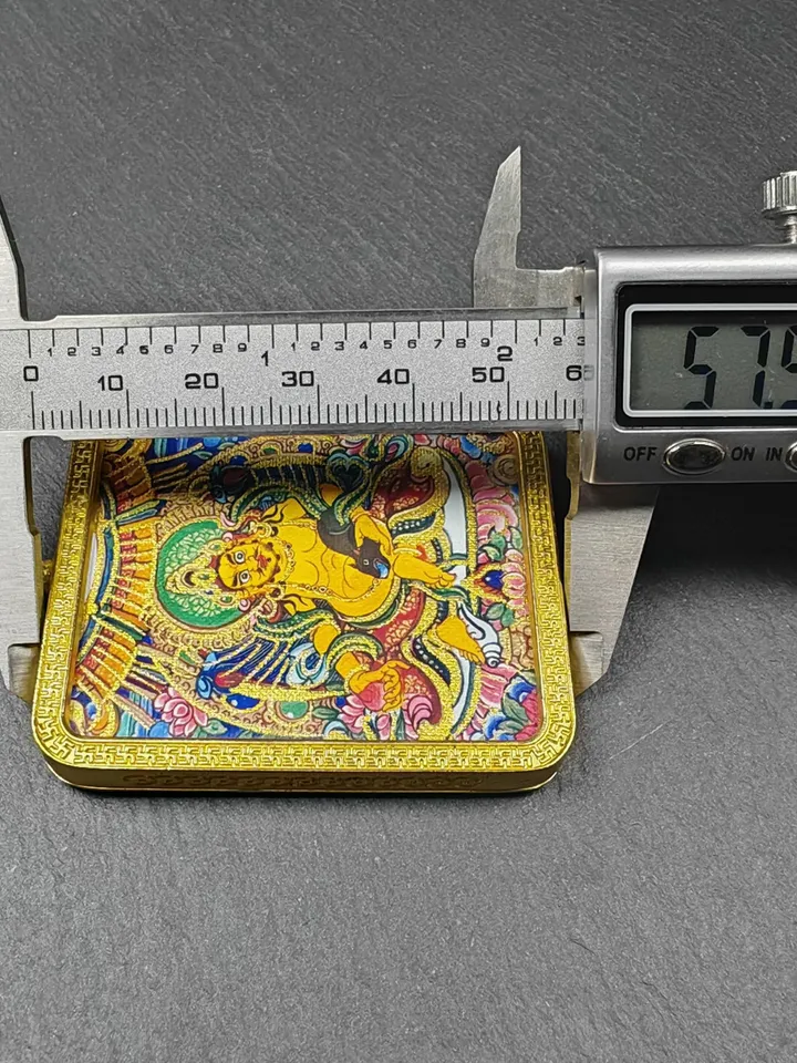 Gandhanra Hand Painted Tibetan Gau Ghau Shrine,Consecration Yellow Jambhala Amulet,Mini Tibetan Buddhist Altar Pendant