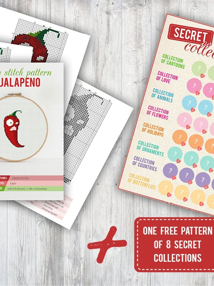 Cross stitch pattern Jalapeno Cross stitch pattern Plants vs Zombies PDF Format Instant Download Home decor Modern