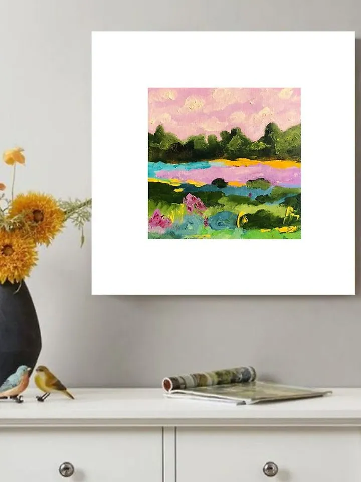 Abstract Landscape Original Oil Painting Impasto Art Miniature 6x6 inches