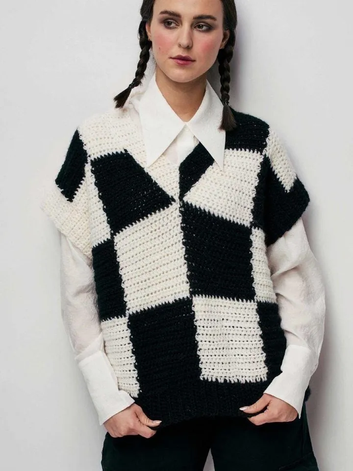 Vest crochet pattern, patchwork vest crochet, easy pattern vest, instant download