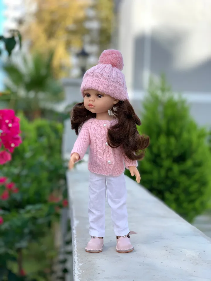PDF Knitting Pattern Tutorial Cardigan & Hat for Paola Reina doll (12"/32 cm) eng