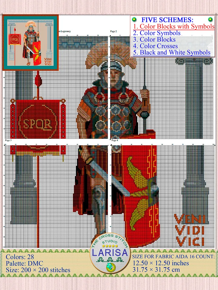 Centurion Cross Stitch Pattern | Roman Legionary
