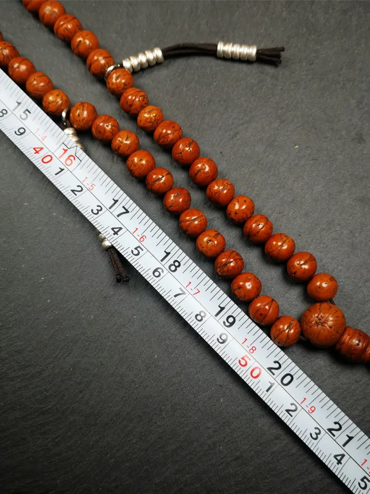 Gandhanra Old Tibetan Mala, 10mm / 0.4&quot; 108 Bodhi Seed Beads + Dzi Beads,Prayer Beads,Tibetan Rosary for Meditation,Circumference 40&quot;