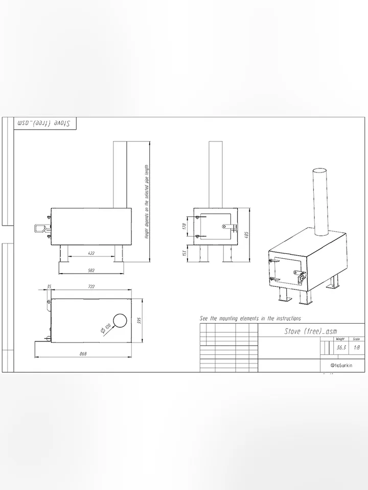 Welding Project Plans Drawings Stove 3 (DXF, PDF)