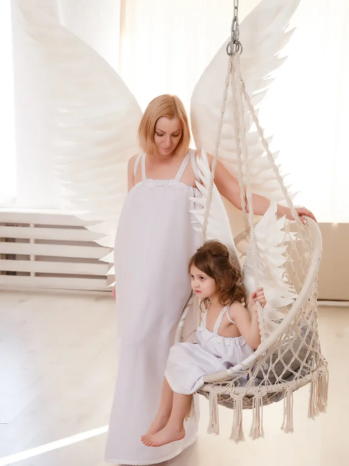 Angel wings costume 2pcs set mother - baby White Angel baby shower, photo shoot with cosplay wings