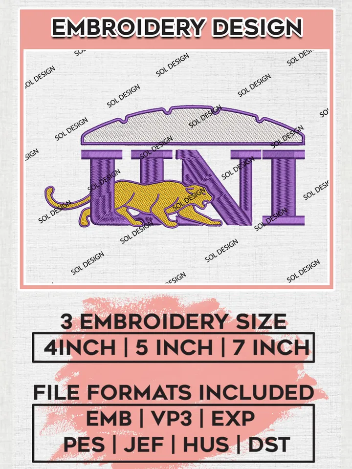 UNI Panthers Team Logo embroidery designs, NCAA Northern Iowa Panthers Logo Machine embroidery files, NCAA Team Logo embroidery designs, NCAA Game Day Machine embroidery designs, Digital Download