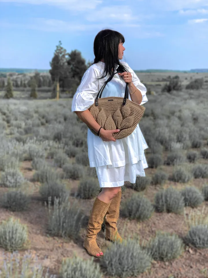 Crochet pattern bag with leaves PDF tutorial, market bag, vegan bag, tote bag, farmer bag, eco friendly bag, digital instant DIY