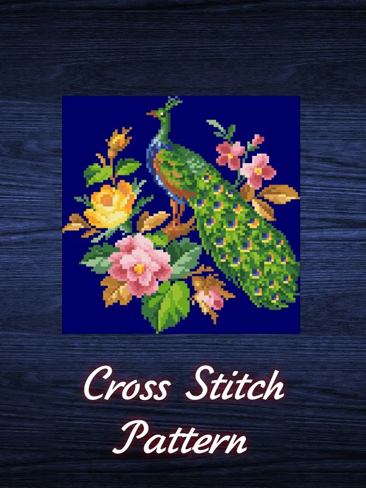 Antique Cross Stitch Pattern Peacock Digital Download PDF