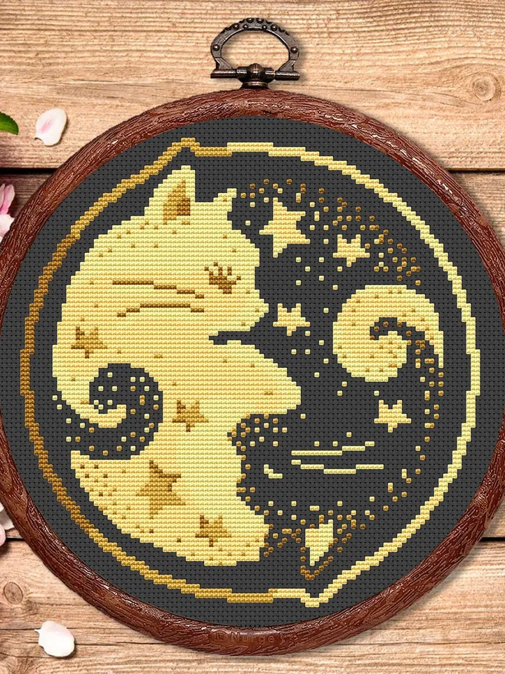 Yin and Yang Sleeping Cats Cross Stitch Pattern, Cat Cross Stitch Pattern, Embroidery Yin and Yang, Animals Cross Stitch Pattern #cat001