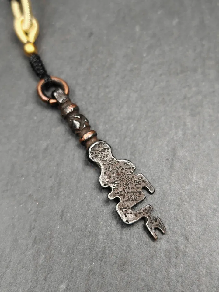 Antique Tibetan Amulet,The Key of Heart Pendant, Gandhanra Handmade Himalayan Style Pendant,Lucky Charm,Made of Cold Iron