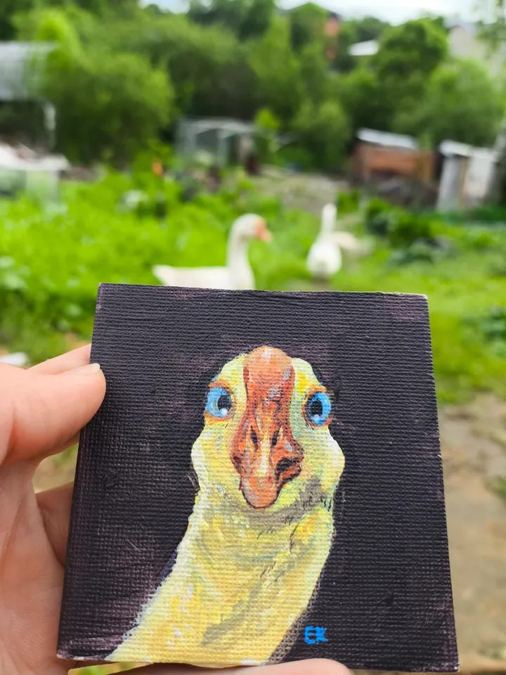 Portrait of a goose canvas on magnet kitchen decor