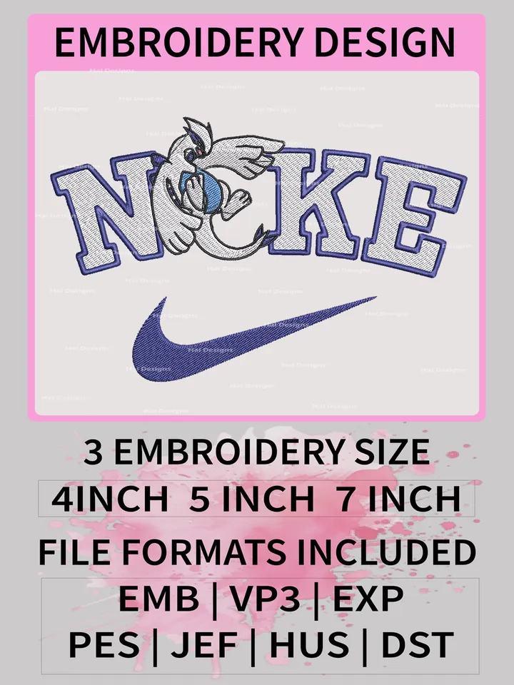 Nike Pokémon Lugia Embroidery – Legendary Pokémon x Nike Machine Embroidery Design 🌊🕊️✔️