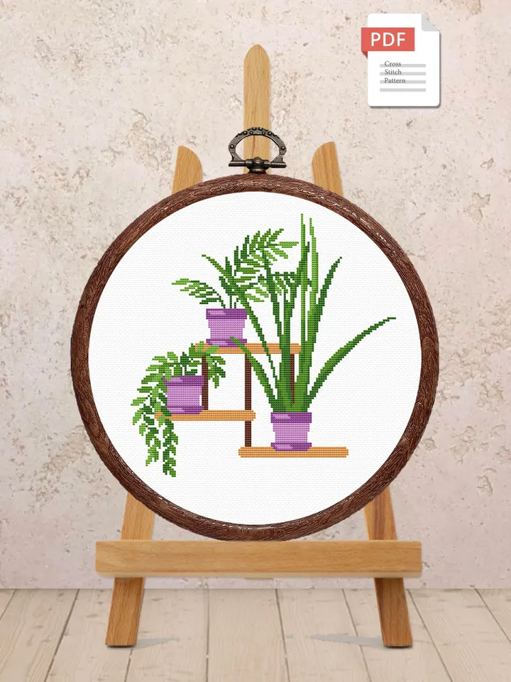 Potted Flowers Cross Stitch Pattern, Flower Cross Stitch Pattern, Embroidery Potted Flowers, Flowers xStitch, Potted Flowers xStitch #flw017