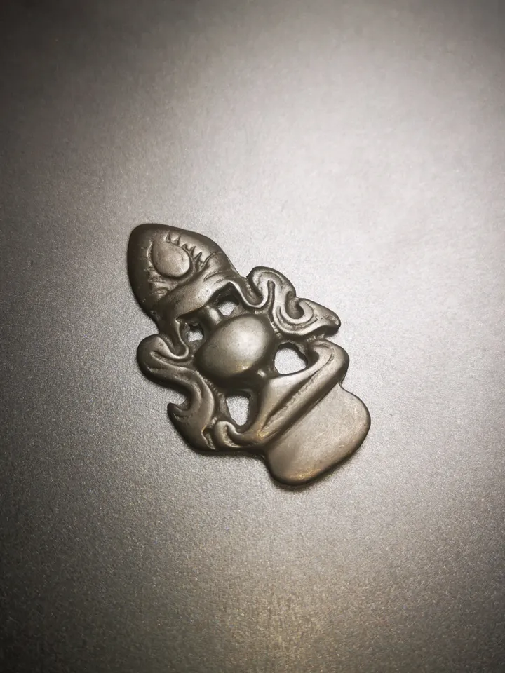 Gandhanra Antique Triratna Symbol Badge, Nubro,Tibetan Buddhist Protective Amulet Pendant,Made of Thokcha,60 Years Old