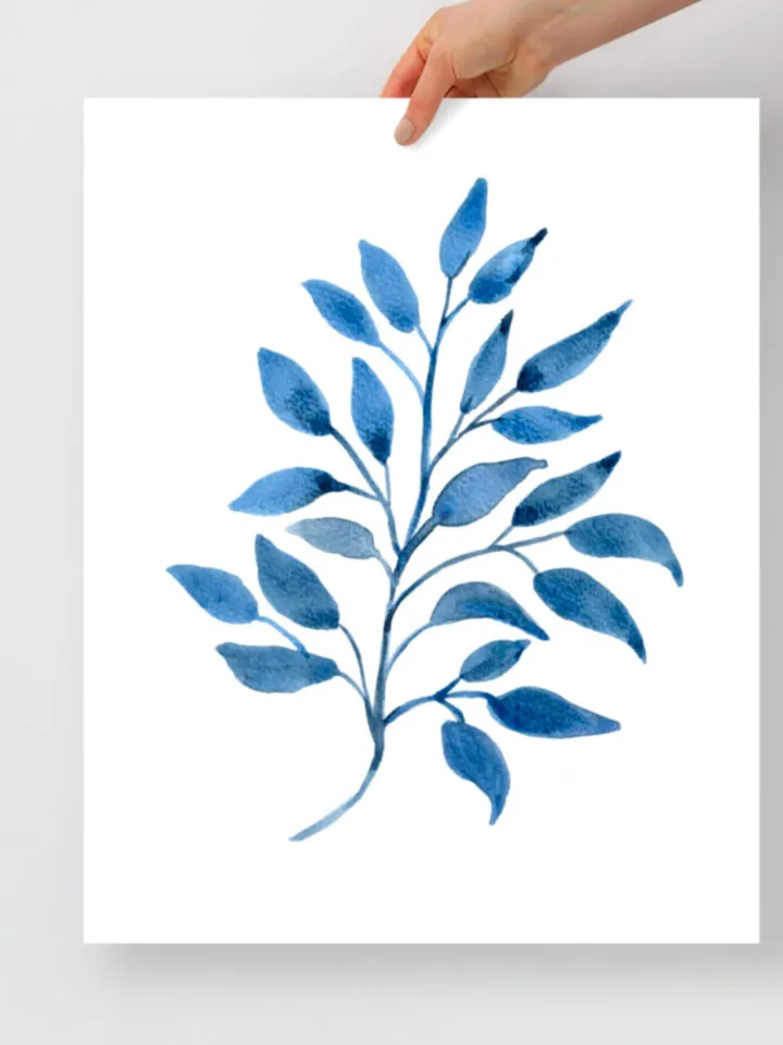 Watercolor Painting Blue Flowers Print Botanical Poster Wall Art Set of 3 Prints Large Wall Art Print Floral Wall Art Decor Blue Print Set