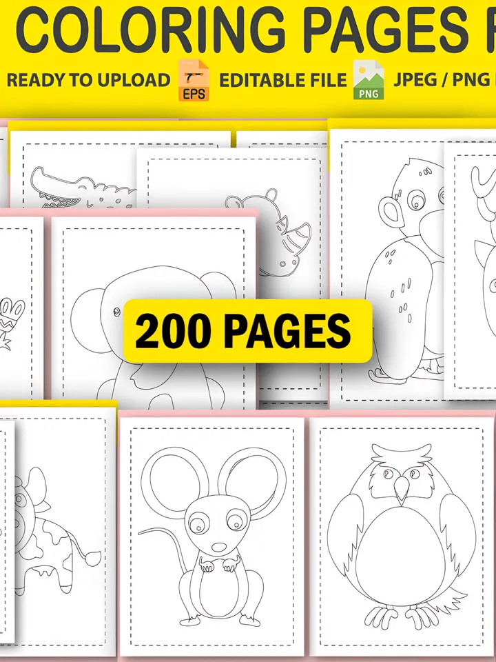 Sweet Animals Coloring Pages for Kids Bundle