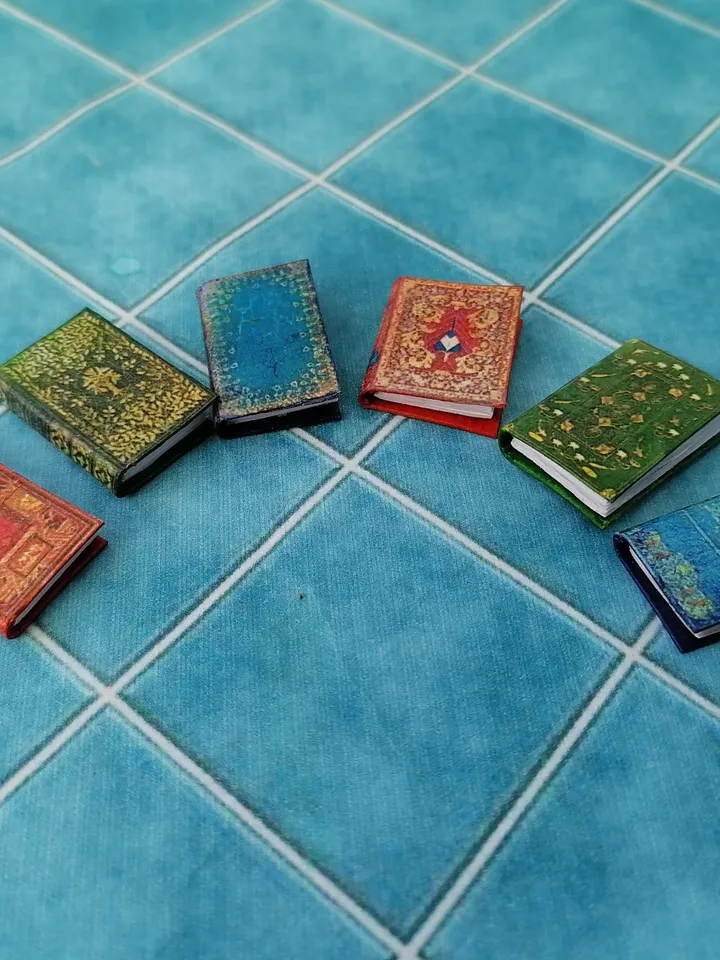 Dollhouse book set in 1:12 scale. Handmade.