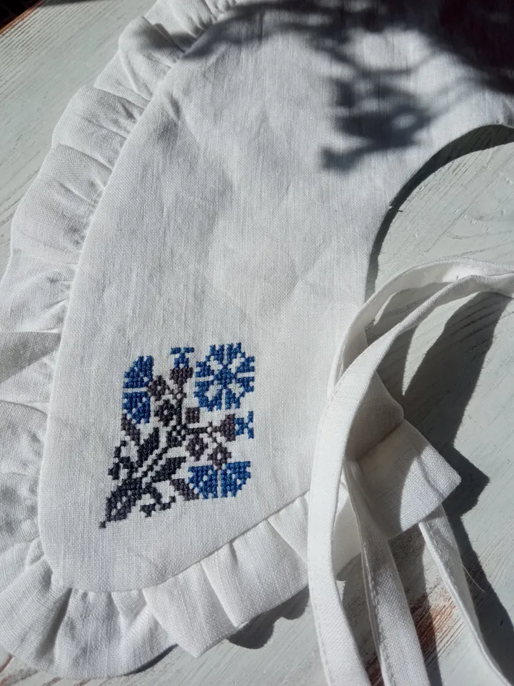Linen Hand Embroidery Removable Collar, Detachable Frill collar, Layering Collar