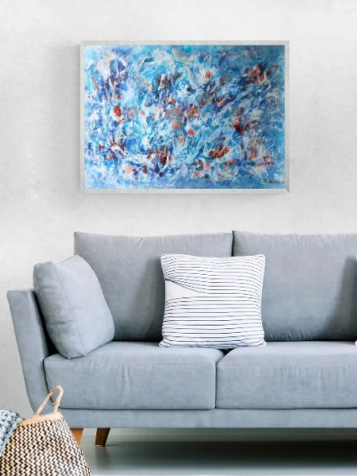 Abstract underwater painting acrylic | Underwater abstract art original