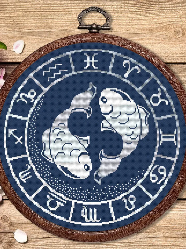 Set of 12 Zodiac Silver Cross Stitch Pattern, Aries Cross Stitch, Embroidery Zodiac, Signs of the Zodiac Pattern #zdc026