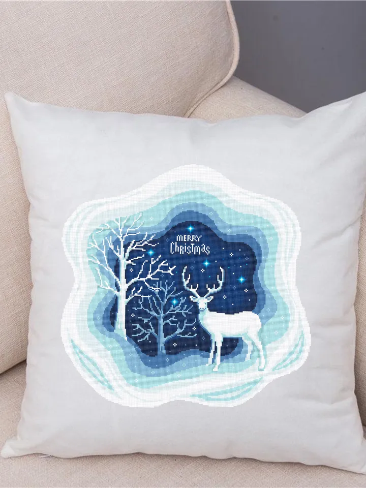 Winter landscape cross stitch pattern download PDF Winter forest pattern digital PDF, Christmas cross stitch chart, Nature landscape #L47
